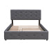 Upholstered Platform Bed with 2 Drawers and 1 Twin XL Trundle,  Linen Fabric, Queen Size - Dark Gray(OLD SKU :LP100314AAE)