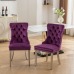 Nikki Collection Modern, High-end Tufted Solid Wood Contemporary Velvet Upholstered Dining Chair with Chrome Stainless Steel Plating Legs,Nailhead Trim,Set of 2,Purple and Chrome, SW1701PP