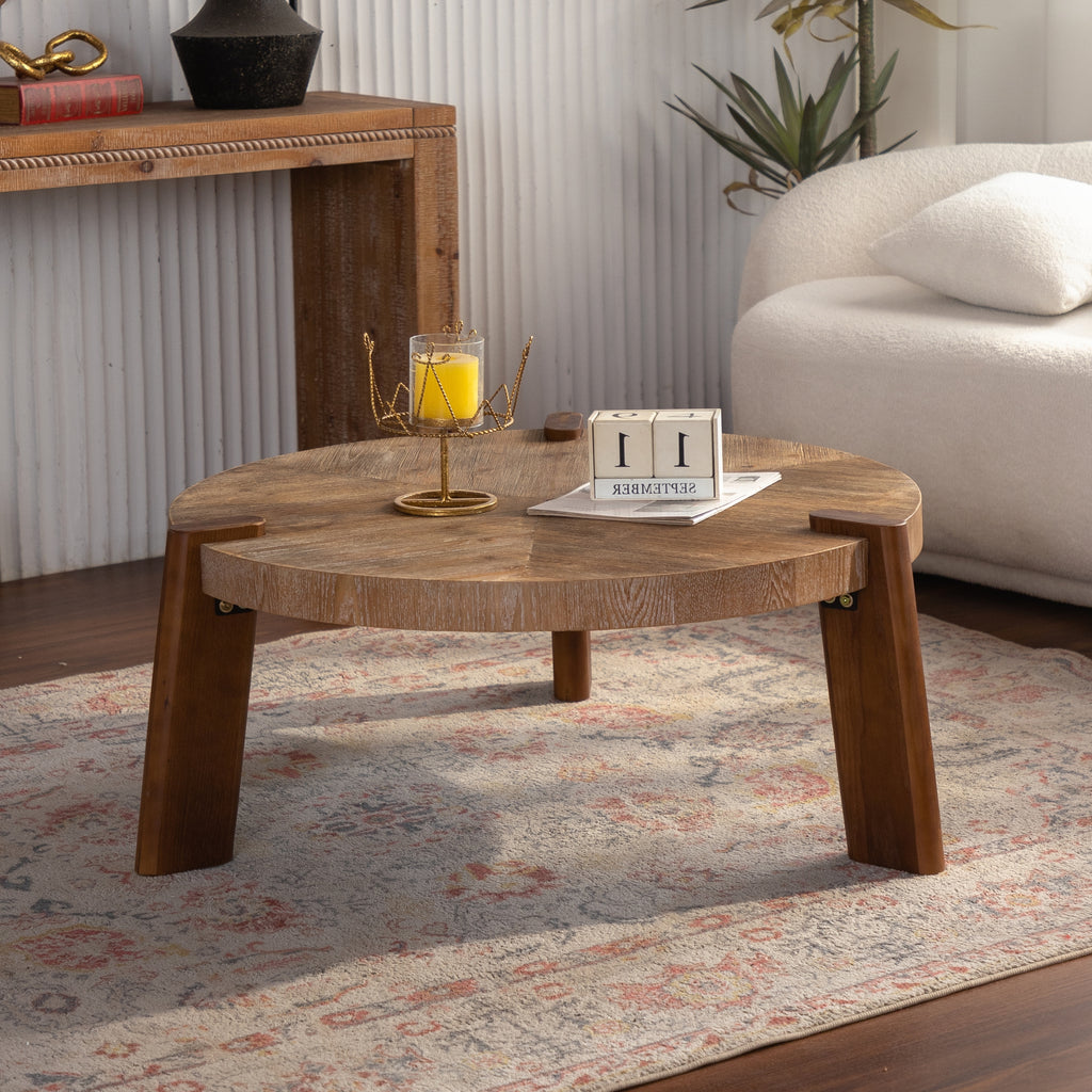 Round Herringbone Coffee Table