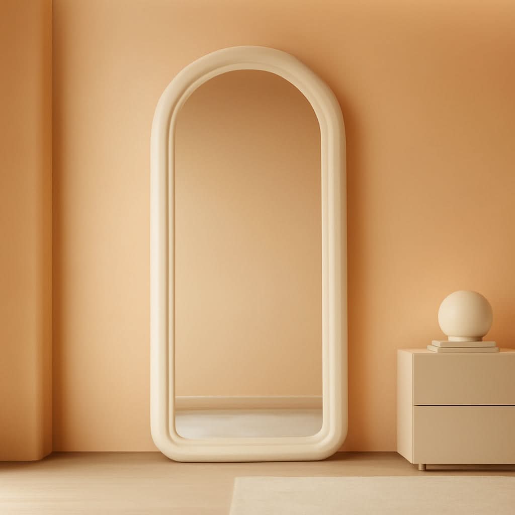 63 By 24 Inch Arched Full Length Freestanding Floor Mirror White-0
