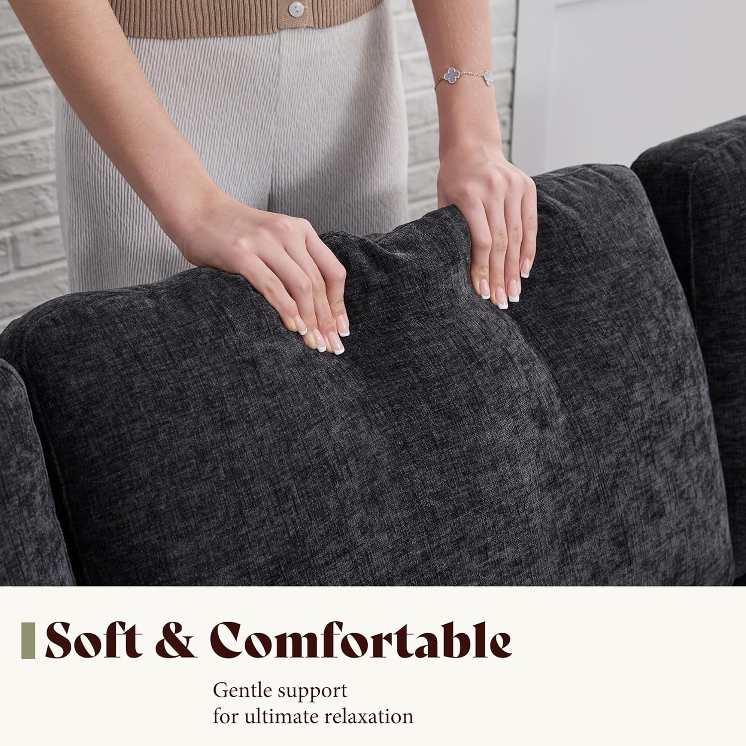 Grey Chenille 74.8 Inch Luxurious Contemporary Sofa-4