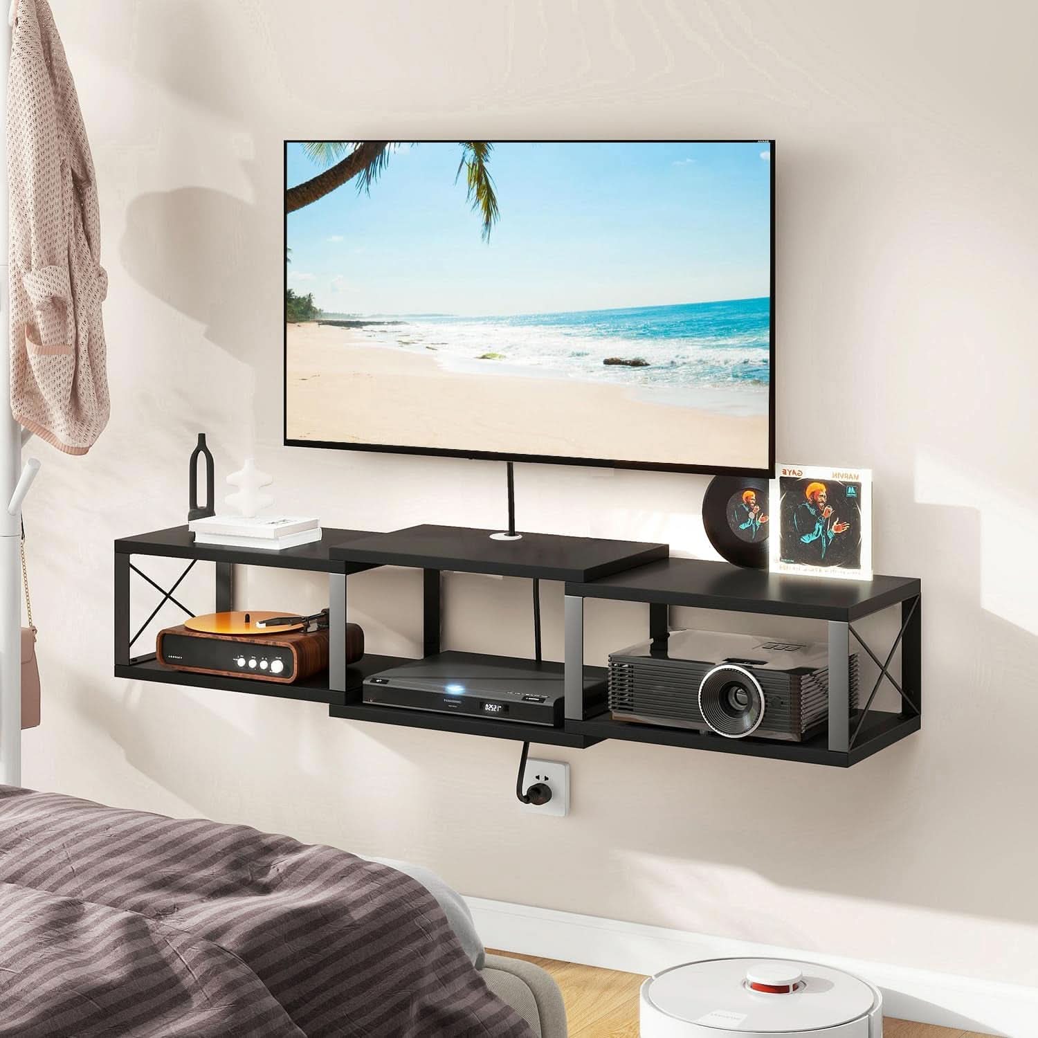 MatteBlack Wall Mounted Floating TV Console 55 Inch