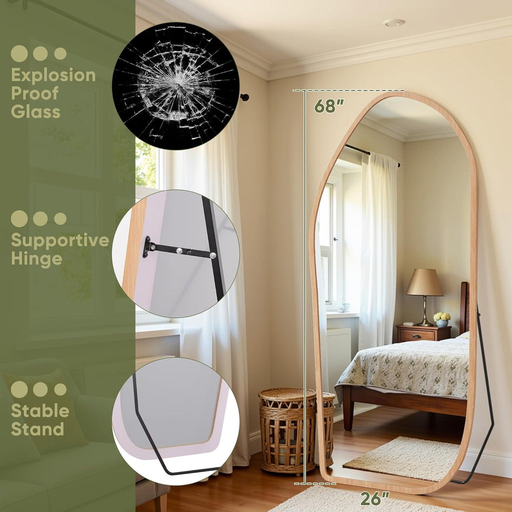 Freestanding Full Length Floor Mirror Walnut Finish-2