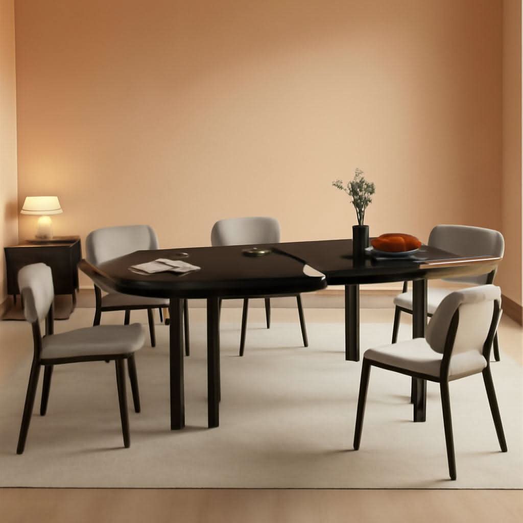 Black Extendable Dining Table 63 Inch For 4 To 6 Guests-0