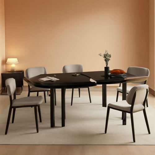 Black Extendable Dining Table 63 Inch For 4 To 6 Guests-0