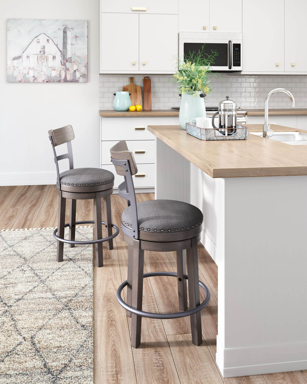 Caitbrook - UPH Swivel Barstool  - Gray-1