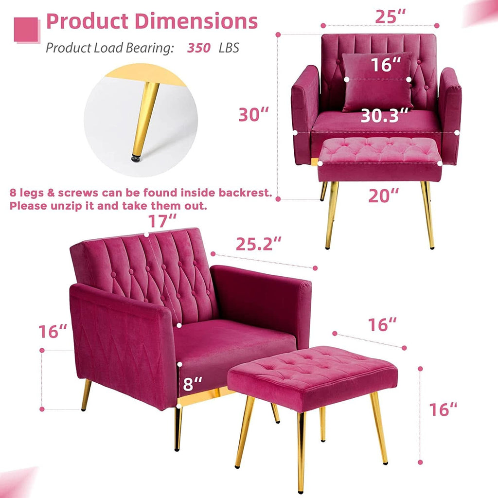 Accent Chair Recliner With Adjustable Armrests Fuchsia-2