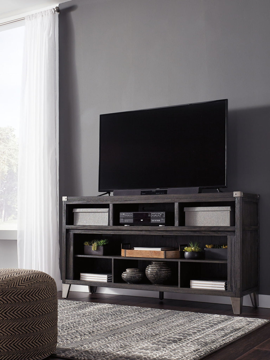 Todoe - LG TV Stand w/Fireplace Option - Gray-2