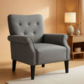 Dark Gray Mid Century Upholstered Armchair Tufted Back-0