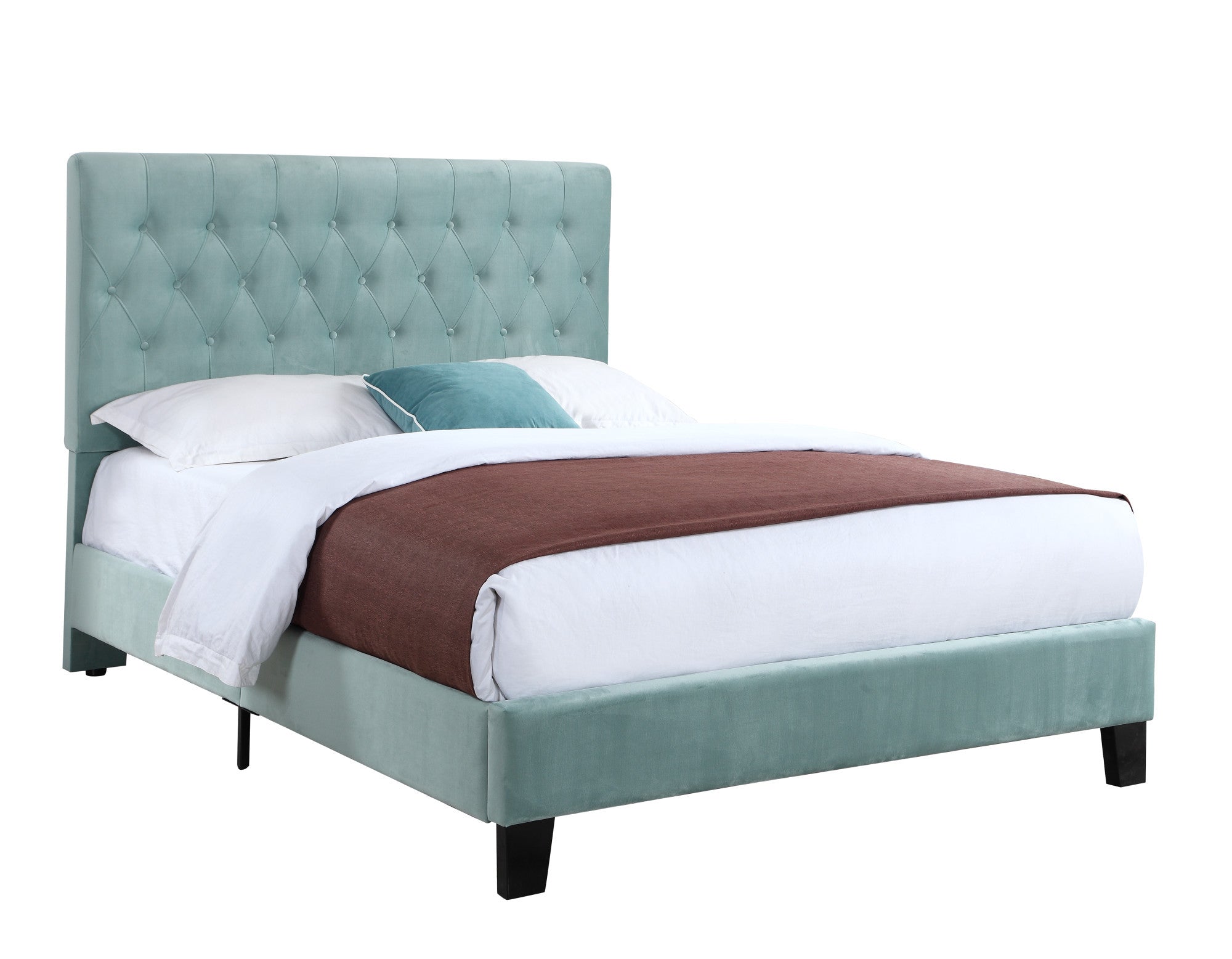 Blue Cal King Upholstered Bed