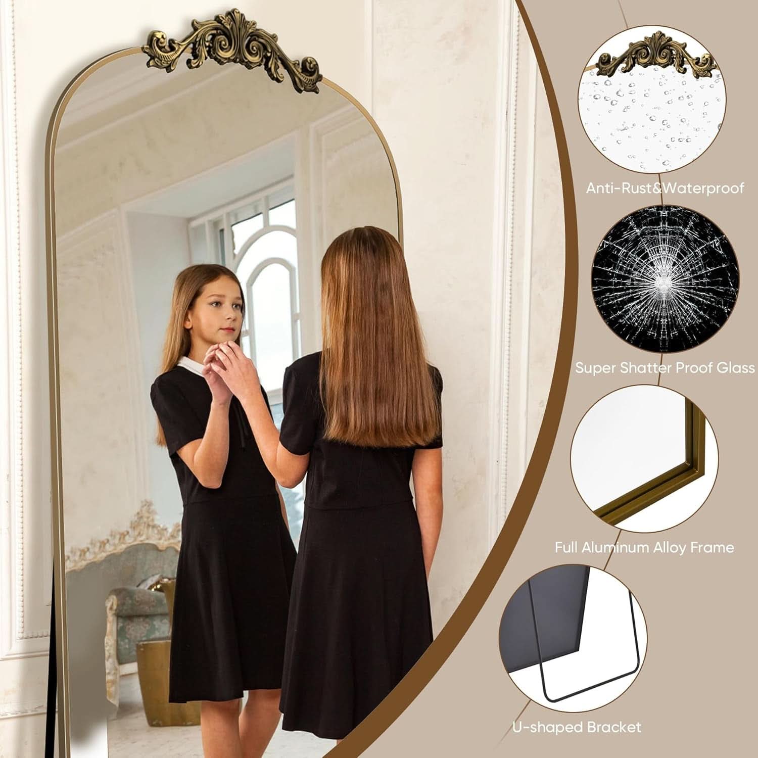 Full Length Floor Mirror 71x28 Inch Bronze For Bedroom-3