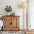 Rustic Floor Lamp 62Inch Walnut Linen Textured Shade