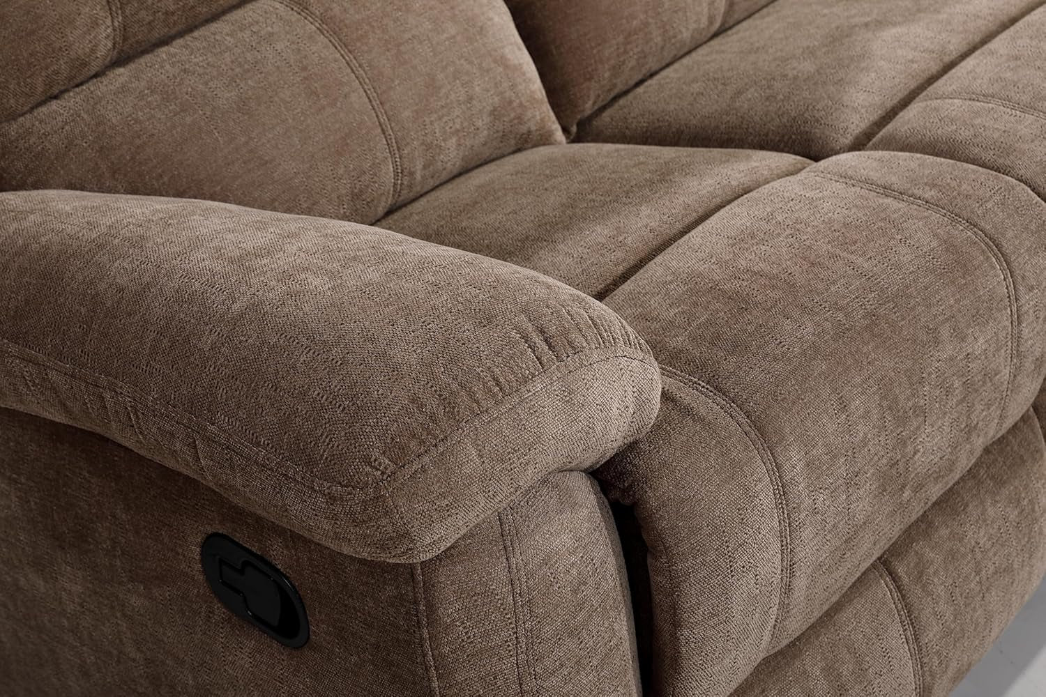 Khaki Ultrafabric Cloudlike Recliner Sofa With Console-4