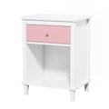 Pink+Golden Handle Wooden Nightstand 26.77''H with One Drawer One Shelf for Kids and Adults