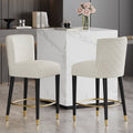 27inch-counterstool,  modern design with a smooth, light - colored fabric and circular footrest with a gold - colored finish,creates a sophisticated and luxurious look--Begie