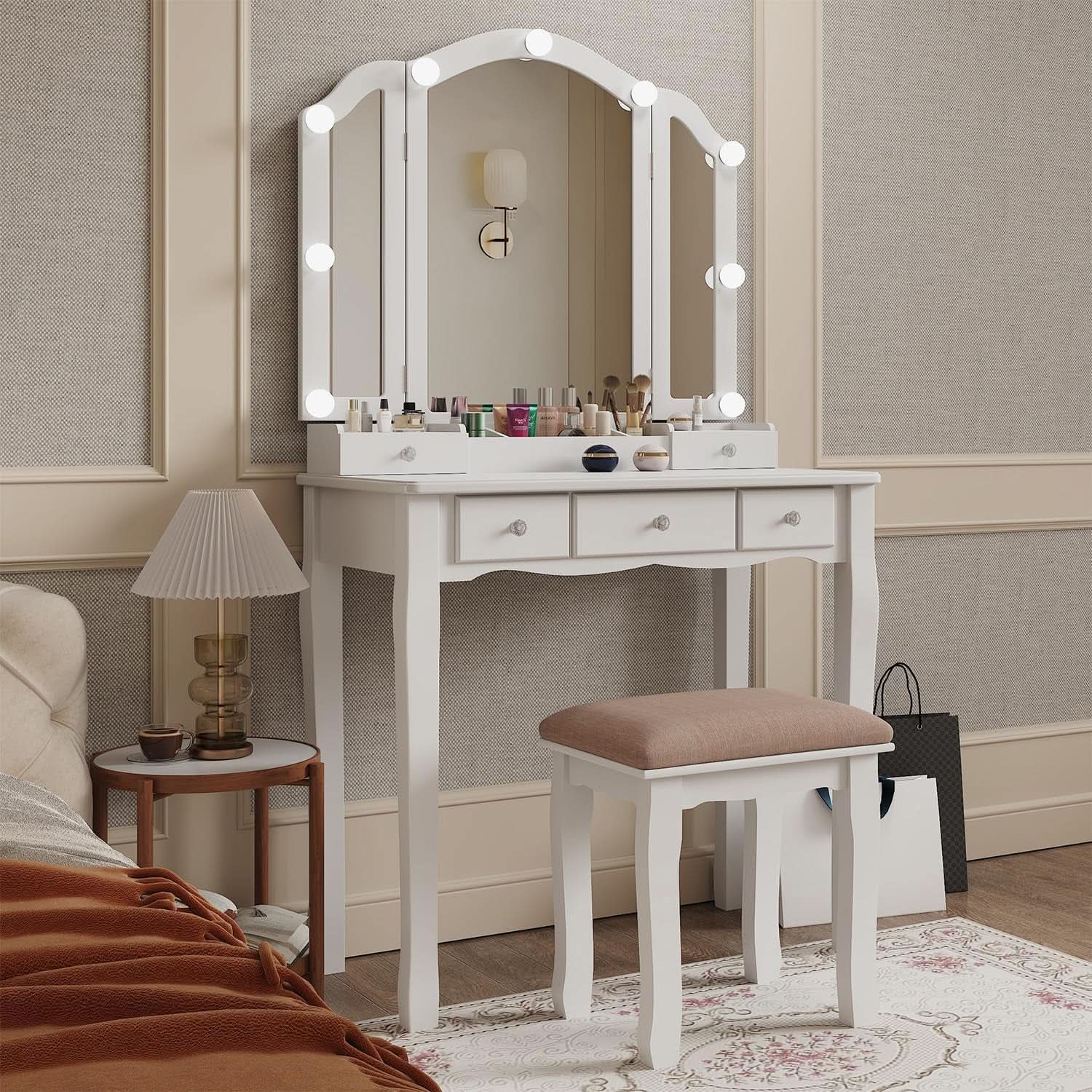 Makeup Vanity Desk With Highgloss LED Illumination-2
