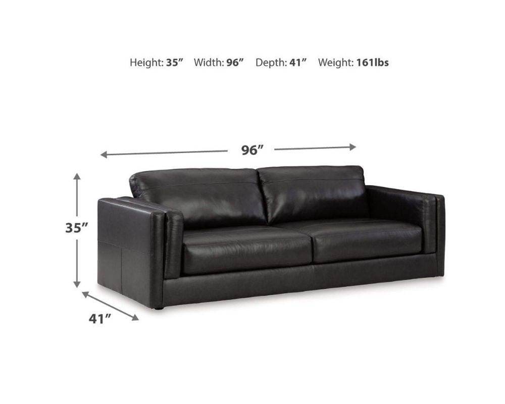 Amiata - Loveseat - Leather Match - Onyx-1