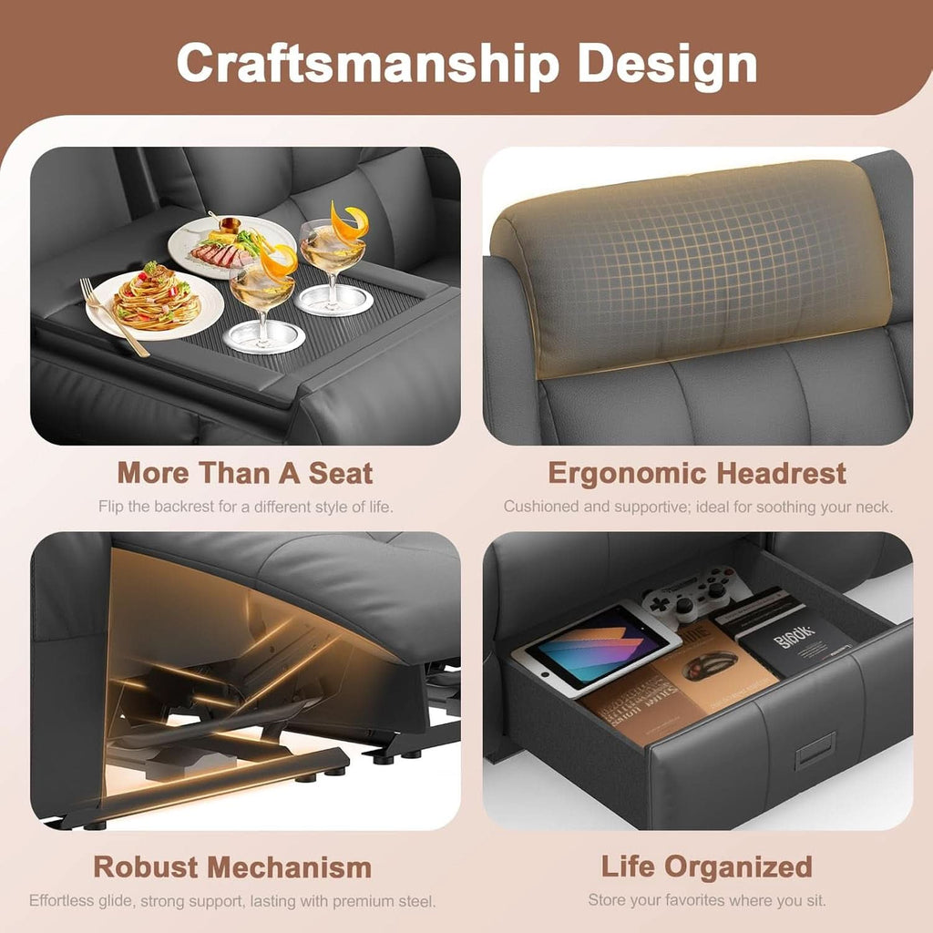 Recliner Sofa With Extra Oversized Storage Cupholders-3