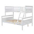 White Twin over Full Bunk Bed with Ladder and Safety Guardrail, Pine Wood and MDF, 79.3''L x 57.1''W x 61.3''H