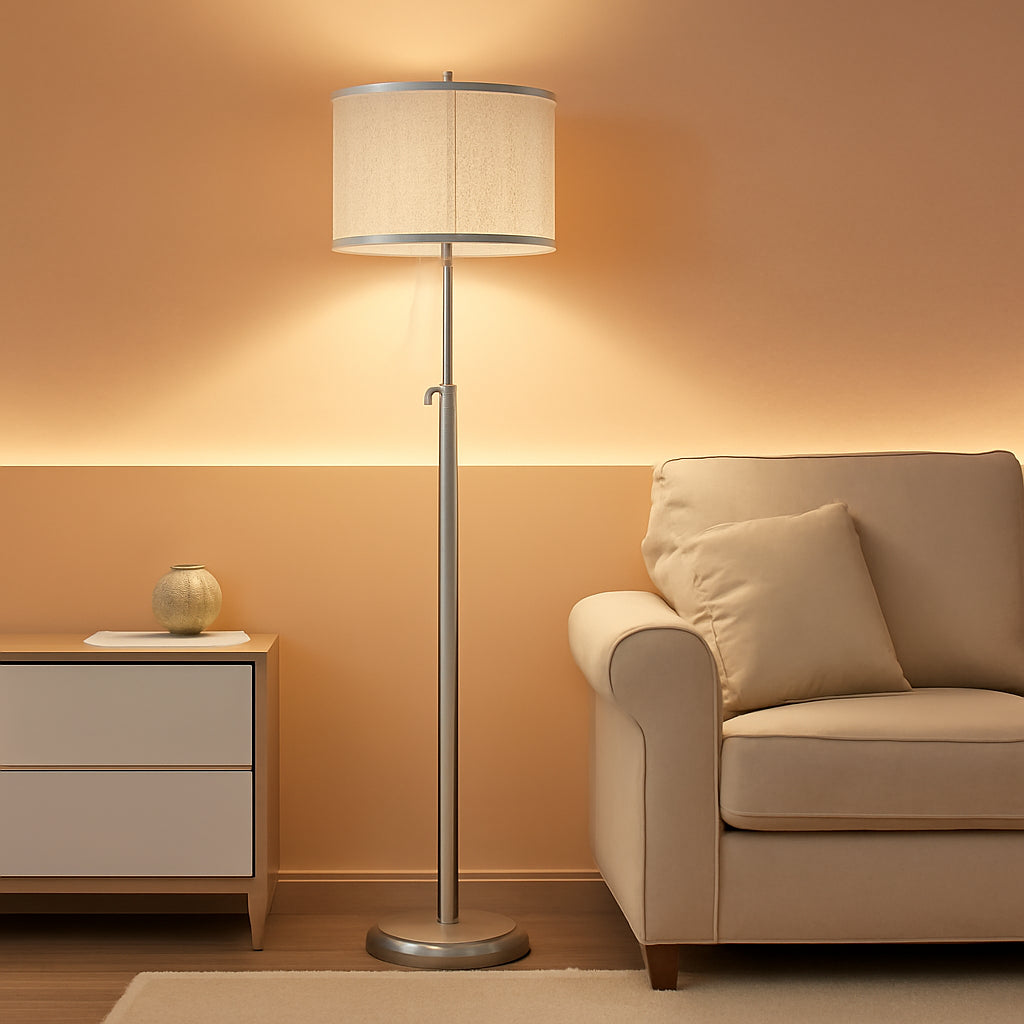 Brushed Nickel Height Adjustable Floor Lamp Dimmable