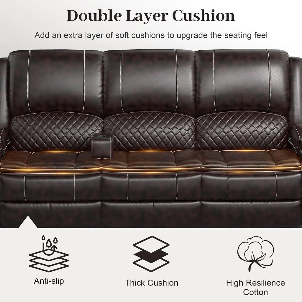 3 Seater Recliner Sofa With Hidden Storage Console-4