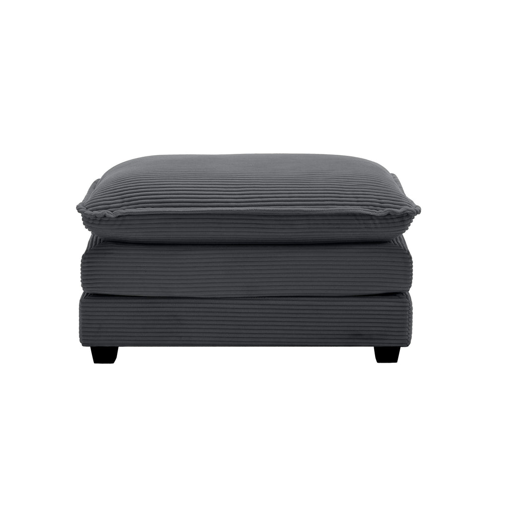 Ottoman Footstool in Corduroy Fabric, Can be Used with 2 Seater Sofas, 3 Seater Sofas and 4 Seater Sofas,Grey Corduroy Fabric