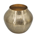 Kria Modern Vase, Curved Shape, Hammered Texture, Gold Metal Finish