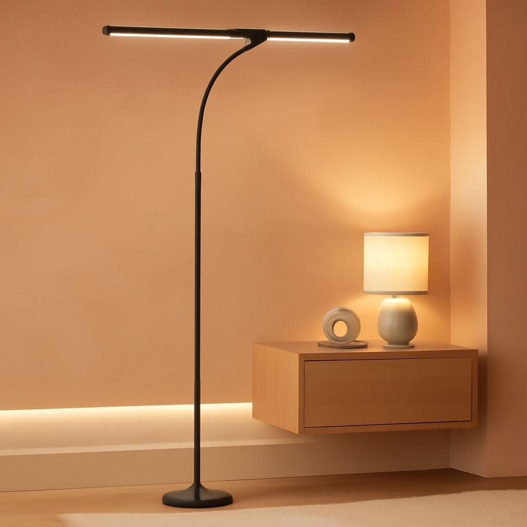 Led Desk Lamp Black Adjustable Gooseneck Dual Head Clip Lamp-0