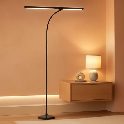 Led Desk Lamp Black Adjustable Gooseneck Dual Head Clip Lamp-0