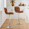 Bar Stools Set Of 2 Adjustable PU Leather Backrest Stools