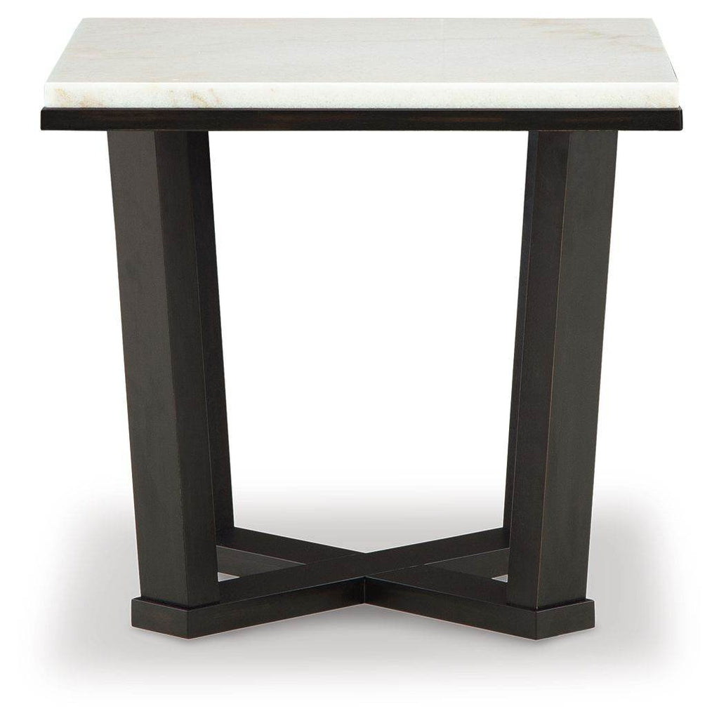 Fostead - Square End Table - White / Espresso-1