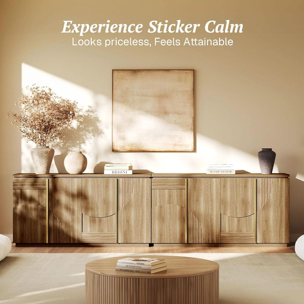 62 Inch Handcrafted Oak Sideboard Cabinet Midcentury