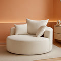 55 Inch Beige Chenille Accent Armchair Upholstered