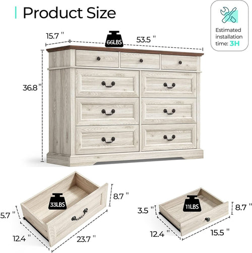 Beige Solid Wood Dresser
