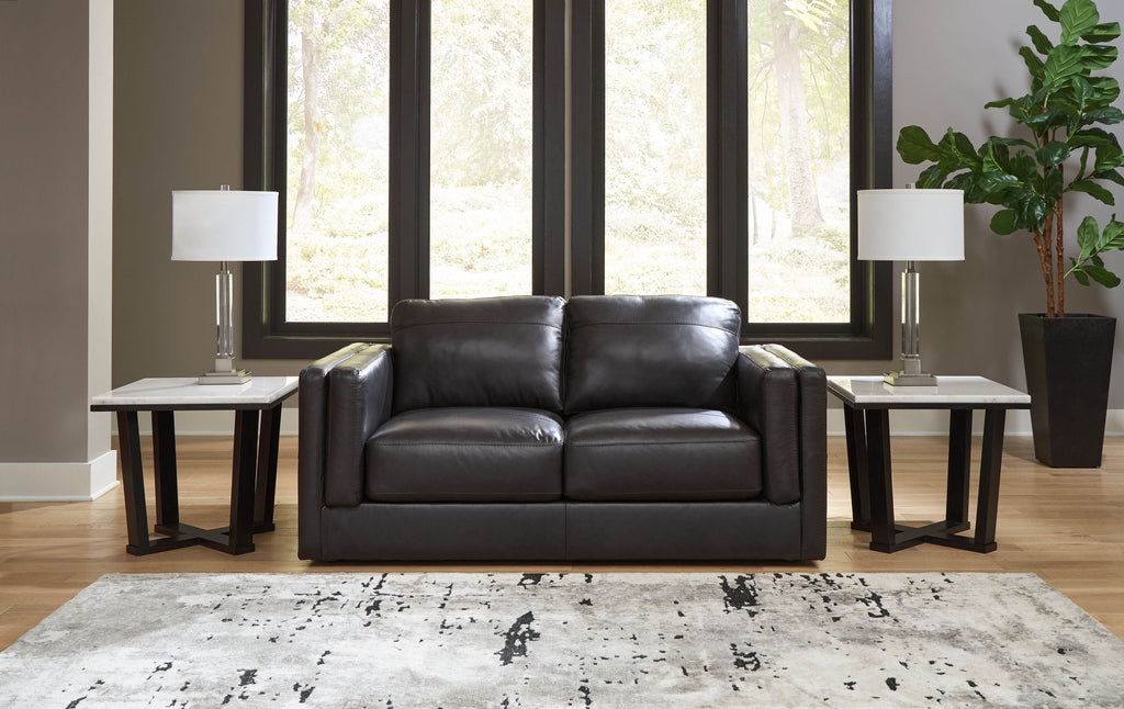 Amiata - Loveseat - Leather Match - Onyx-2