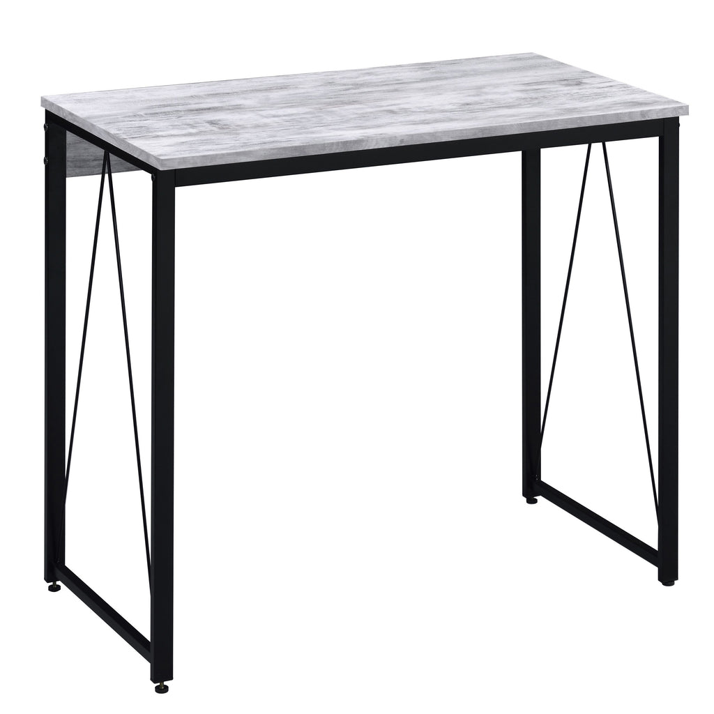 Antique White and Black Writing Desk with Metal Sled Base