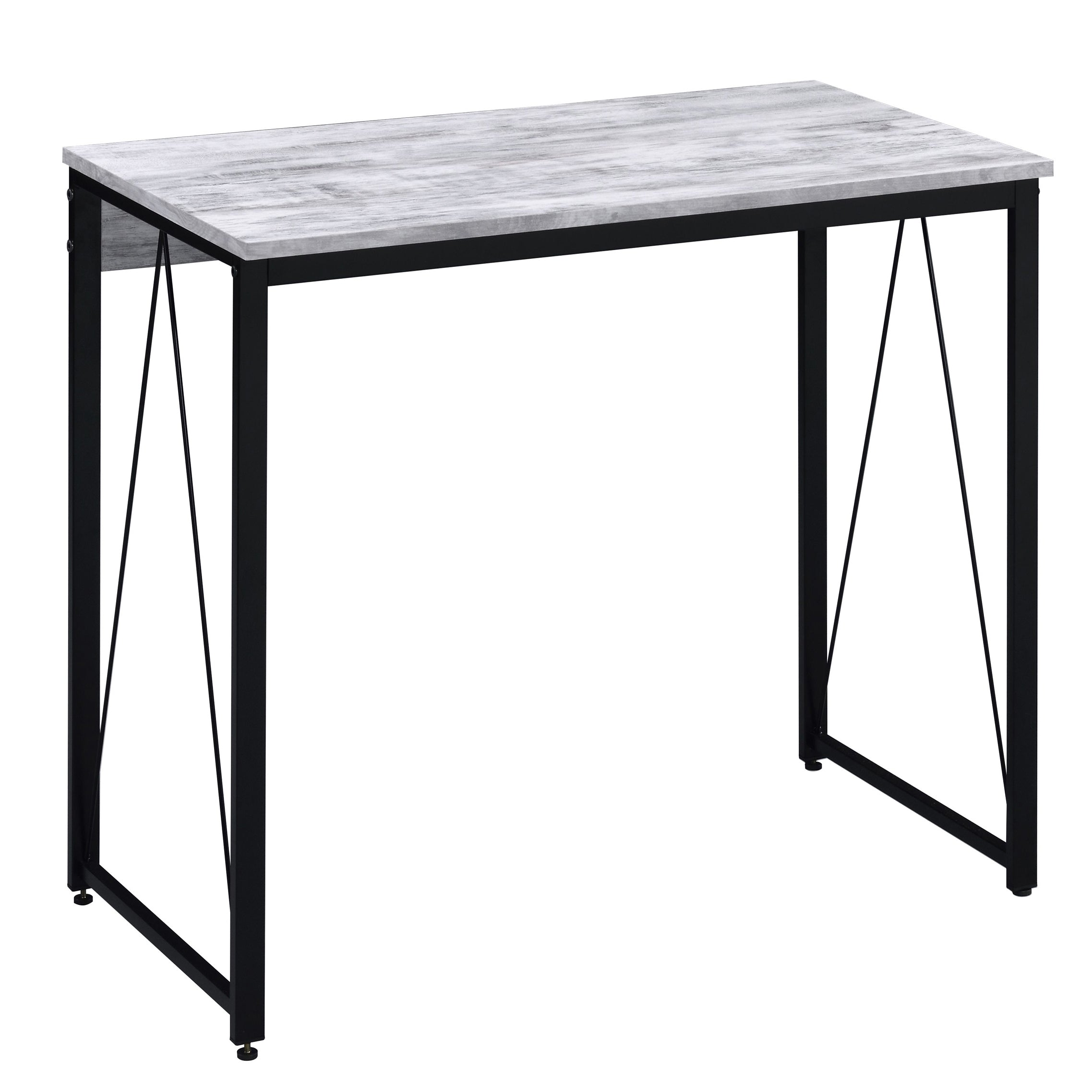 Antique White and Black Writing Desk with Metal Sled Base