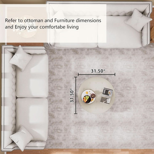 Beige Storage Ottoman