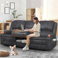 Grey Three Seater Manual Recliner Sofa Modern Living Room-0