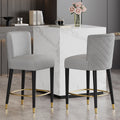 27inch-counterstool, modern design with a smooth, light - colored fabric and circular footrest with a gold - colored finish,creates a sophisticated and luxurious look--Grey