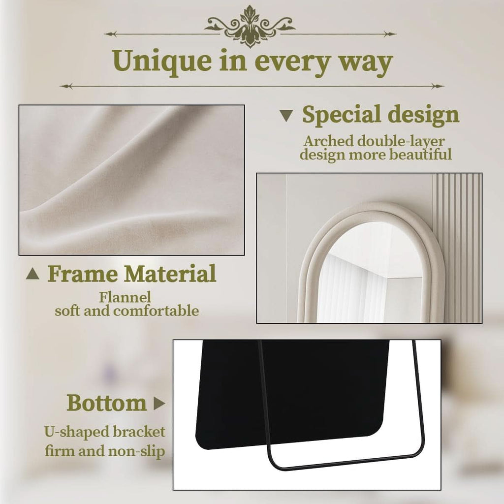 63 By 24 Inch Arched Full Length Freestanding Floor Mirror White-2