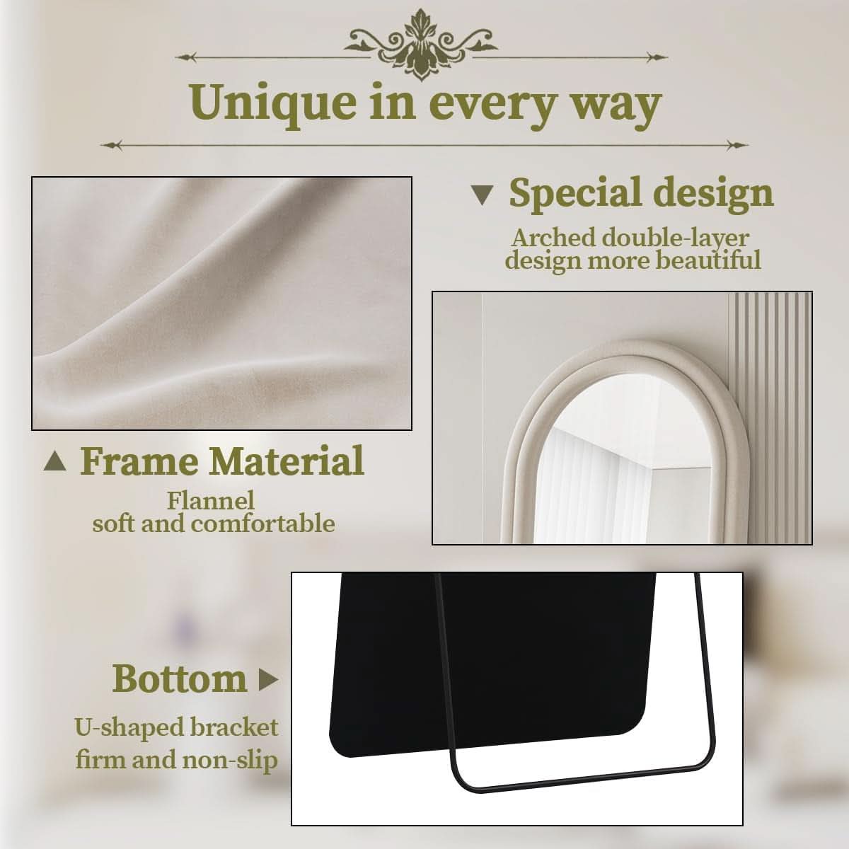63 By 24 Inch Arched Full Length Freestanding Floor Mirror White-2