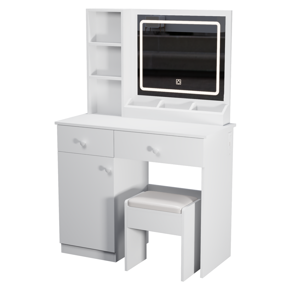 Fashion Vanity Desk with Mirror and Adjustable Lights