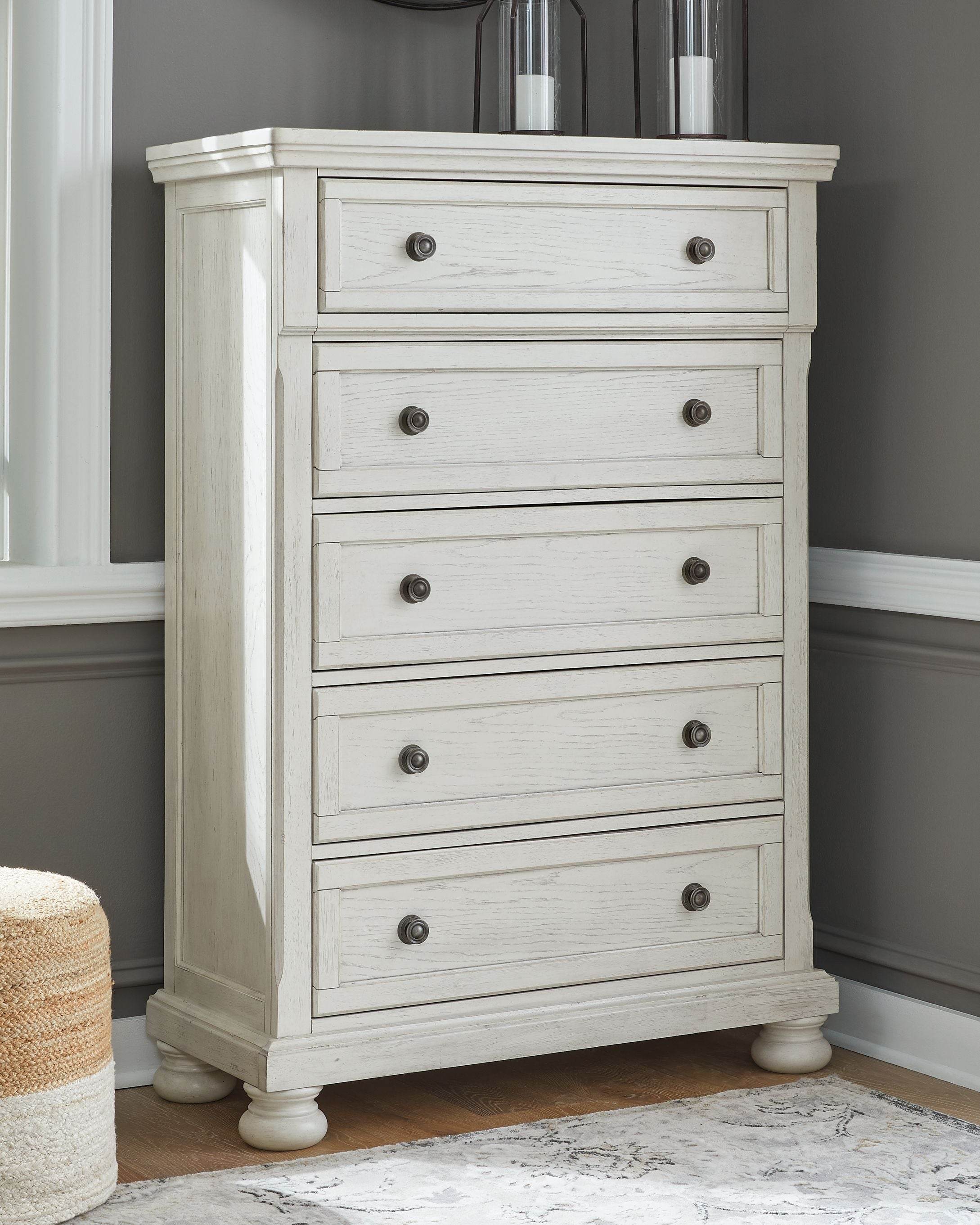 Robbinsdale - Five Drawer Chest - Antique White-1