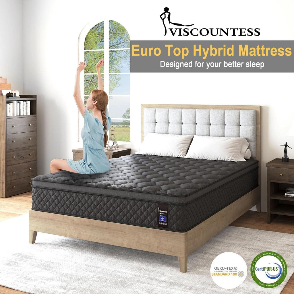 Queen 14 Inch Hybrid Mattress With Lumbar Support And Motion Isolation