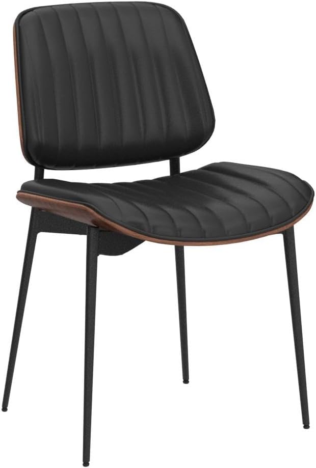 Walnut Faux Leather Adjustable Dining Chair (Set of 2)