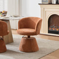 Adjustable Height 360° Swivel Bar Stool, Modern Chenille Upholstered Round Dining Chair, Ergonomic Accent Vanity Chair for Bedroom,Kitchen Island & Pub, Single Pack, Terracotta & Orange color,SW1878OG