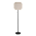 Tier 64' Contemporary Metal Floor Lamp in Black Metal with Beige Linen Shade