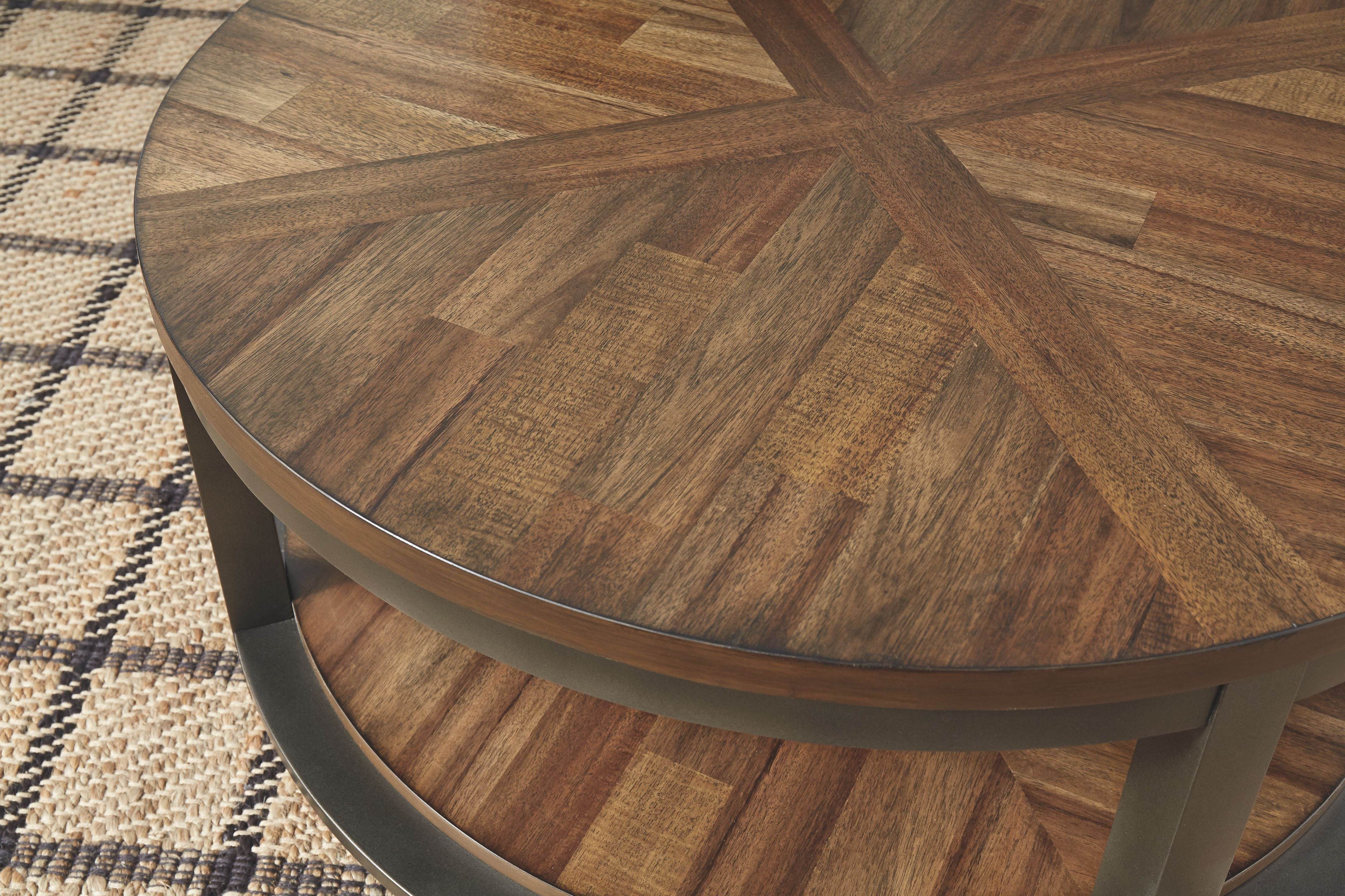 Roybeck - Occasional Table Set (Set of 3) - Light Brown / Bronze-2