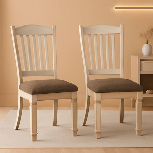 20 Inch Upholstered Dining Chair Antique White Set Of 2-0